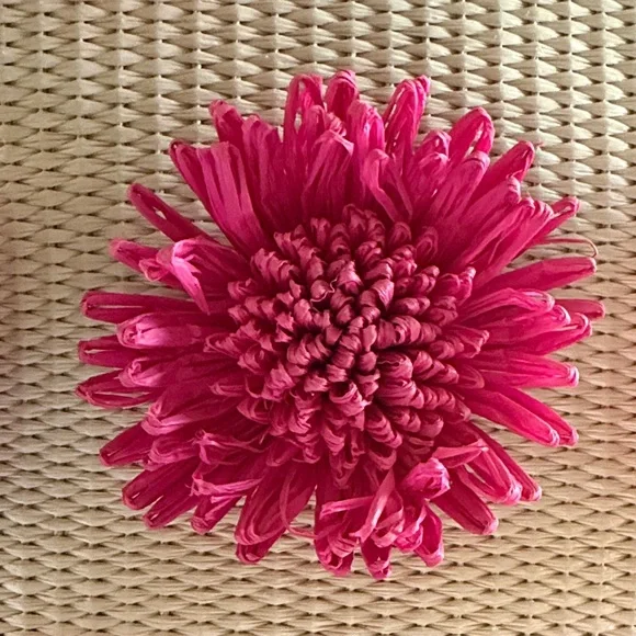 Kate Spade Beige Straw Tote with Red and Pink Floral Design - Picture 3 of 15